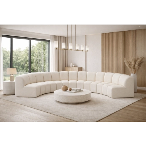 Designerski Sofa Narożnik MODUŁOWY Paris - UKŁADAJ DOWOLNE KOMBINACJE W PÓŁOKRĘGU BUBBLE Tkanina BOUCLE Manza